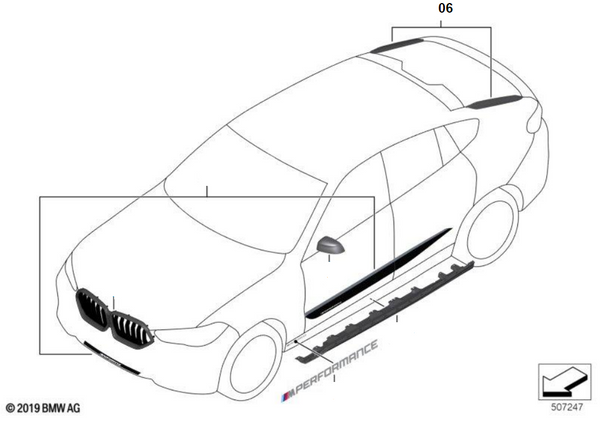 BMW M Performance 原廠 側翼 / 側尾翼 / 側擾流 (高亮黑) For G06 X6 F96 X6M