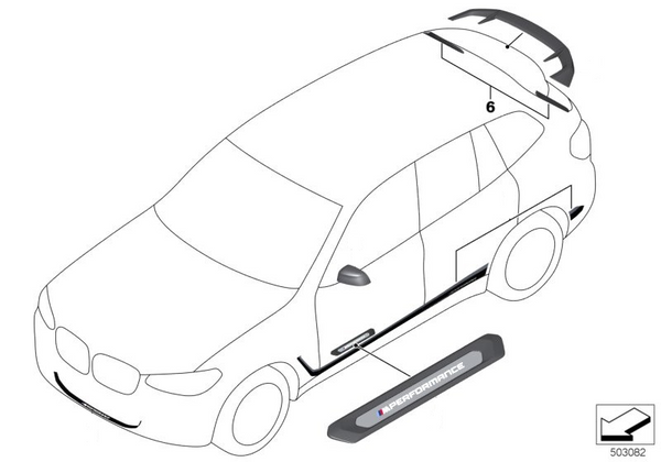 BMW M Performance 原廠 側翼 / 側尾翼 / 側擾流 (高亮黑) For X4 ( G02 / G02 Lci ) X4M ( F98 / F98 Lci )