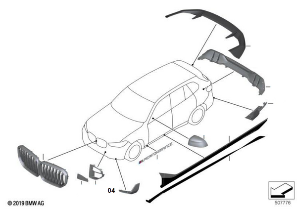 BMW M Performance 原廠 Carbon 碳纖維 前下 側翼 / 側擾流 For X5 G05 G05 Lci